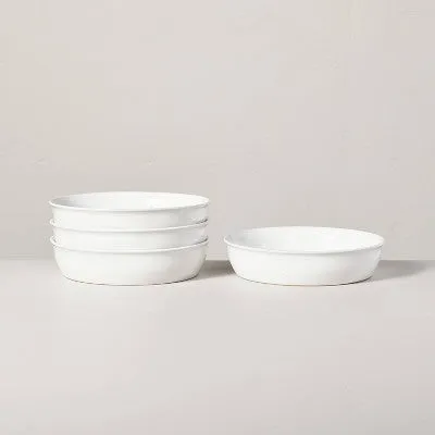 New - 4pk 27oz Flared Brim Stoneware Pasta/Grain Bowls Vintage Cream - Hearth & Hand with Magnolia