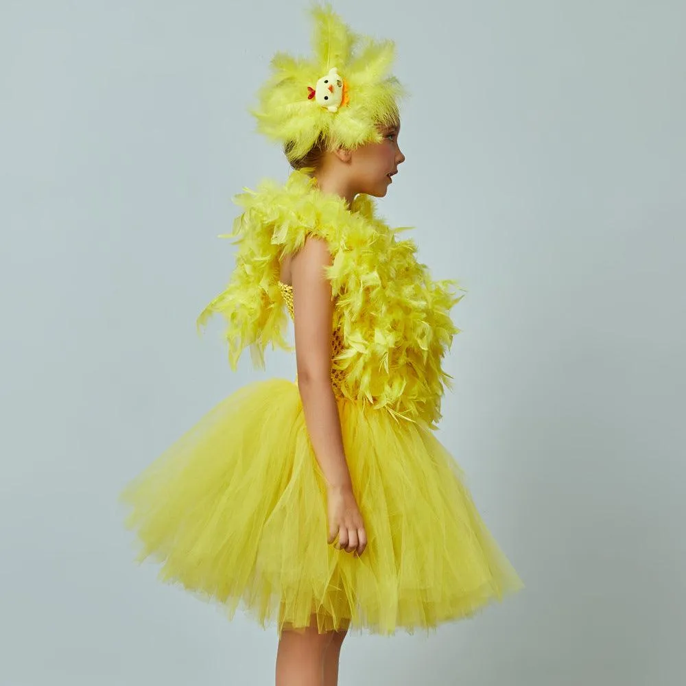 New Children's Clothing 2-12T Halloween Party Cosplay Chick Girl Princess Dress Stage Performance Yellow Dress