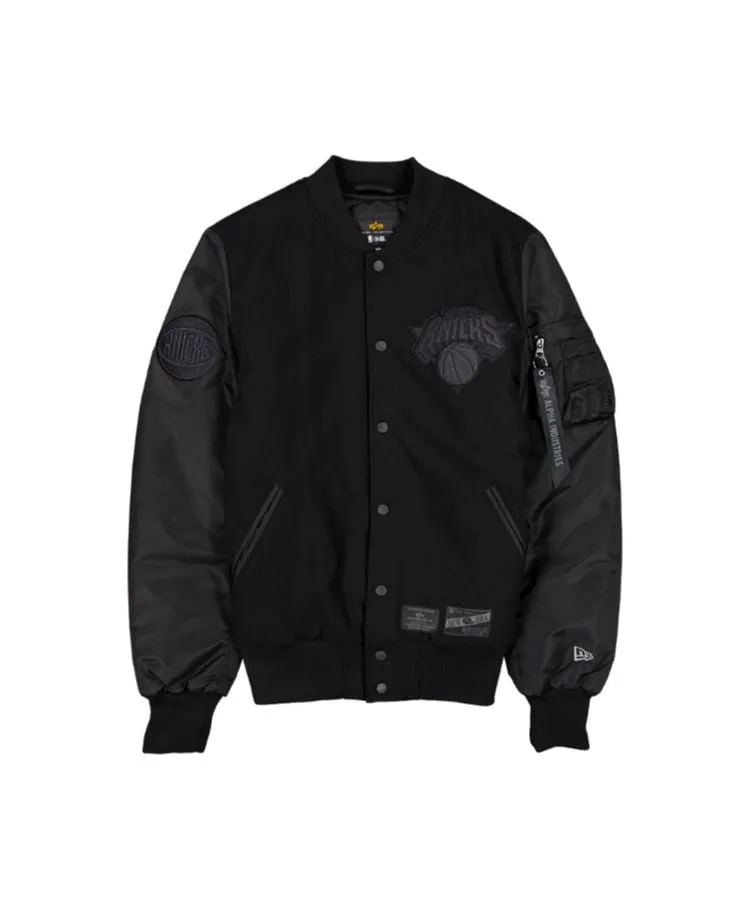 NEW YORK KNICKS X ALPHA X NEW ERA WOOL VARSITY MA-1 BOMBER JACKET