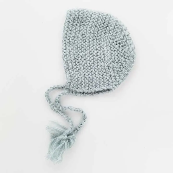 Newborn Blue Angora Knit Bonnet Infant