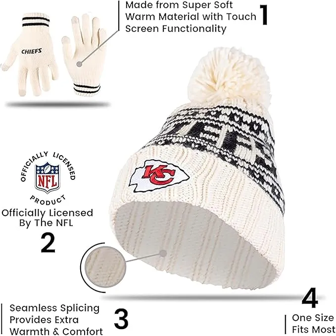 NFL Official Super Soft Cable Knit Winter Beanie Knit Hat with Extra Warm Touch Screen Gloves|Cincinnati Bengals