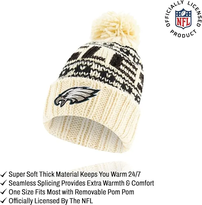 NFL Official Super Soft Cable Knit Winter Beanie Knit Hat with Extra Warm Touch Screen Gloves|Philadelphia Eagles