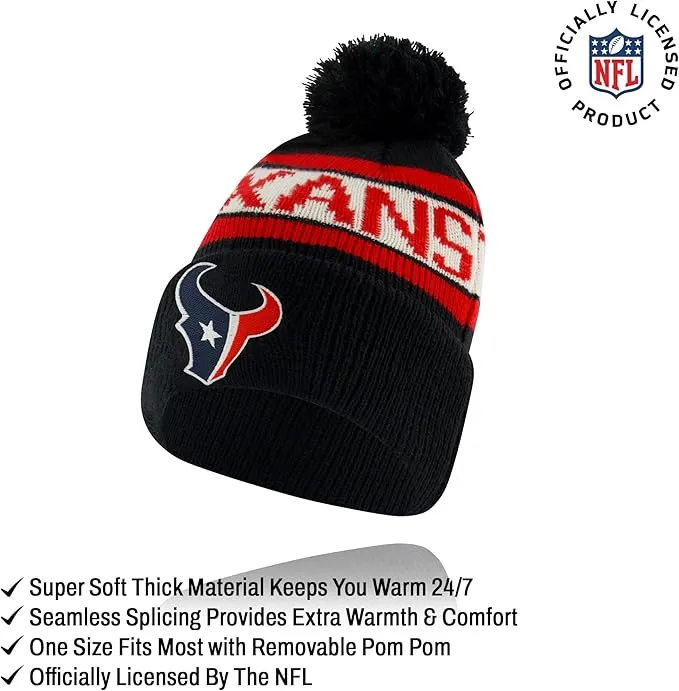 NFL Official Youth Super Soft Winter Beanie Knit Hat With Extra Warm Touch Screen Gloves|Houston Texans