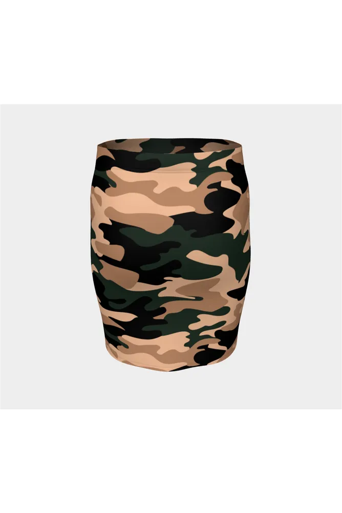 Nude Tone Camouflage Fitted Skirt