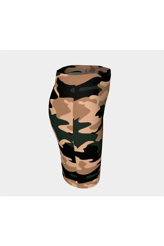 Nude Tone Camouflage Fitted Skirt