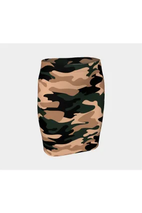 Nude Tone Camouflage Fitted Skirt