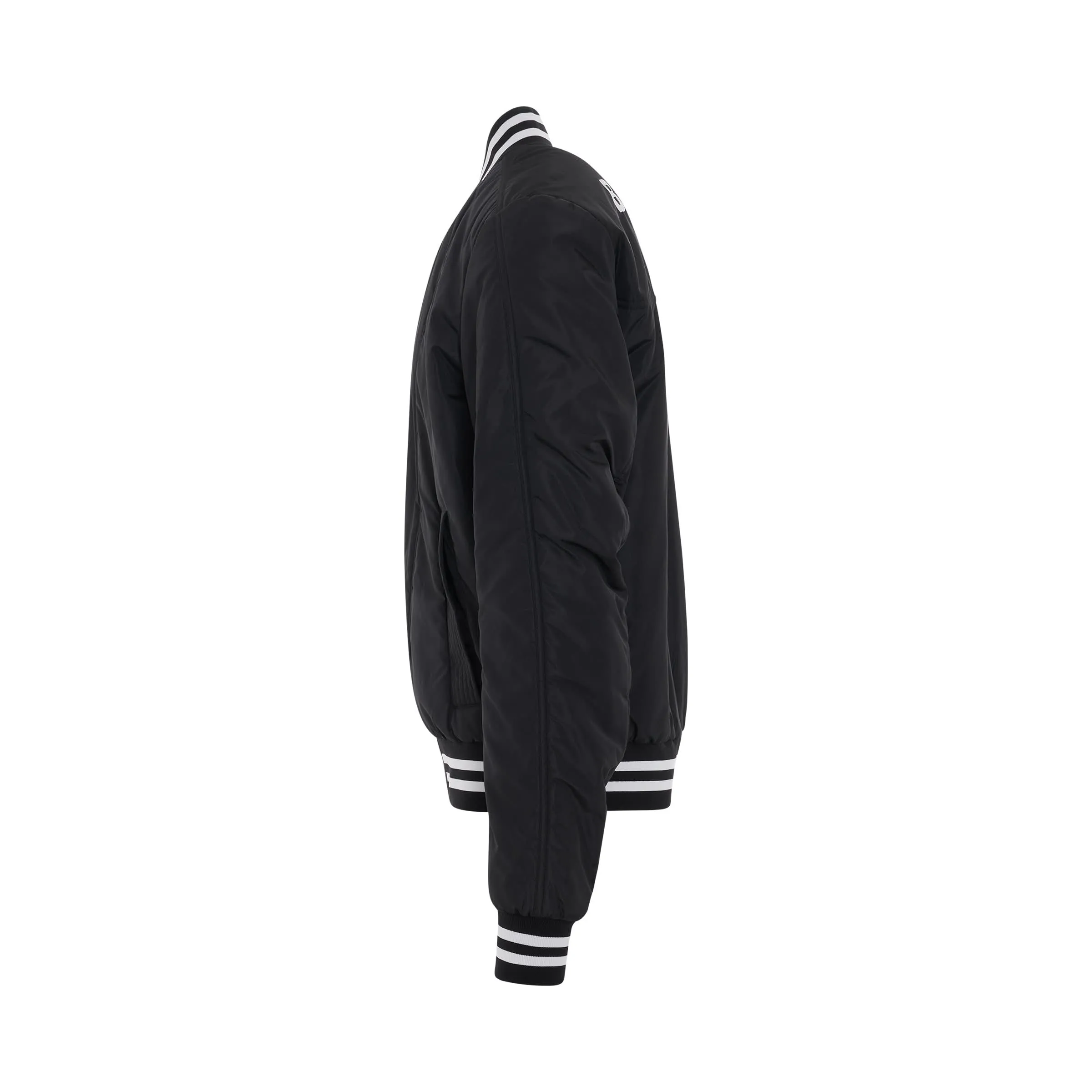 Nylon Bomber Jacket in Black/White