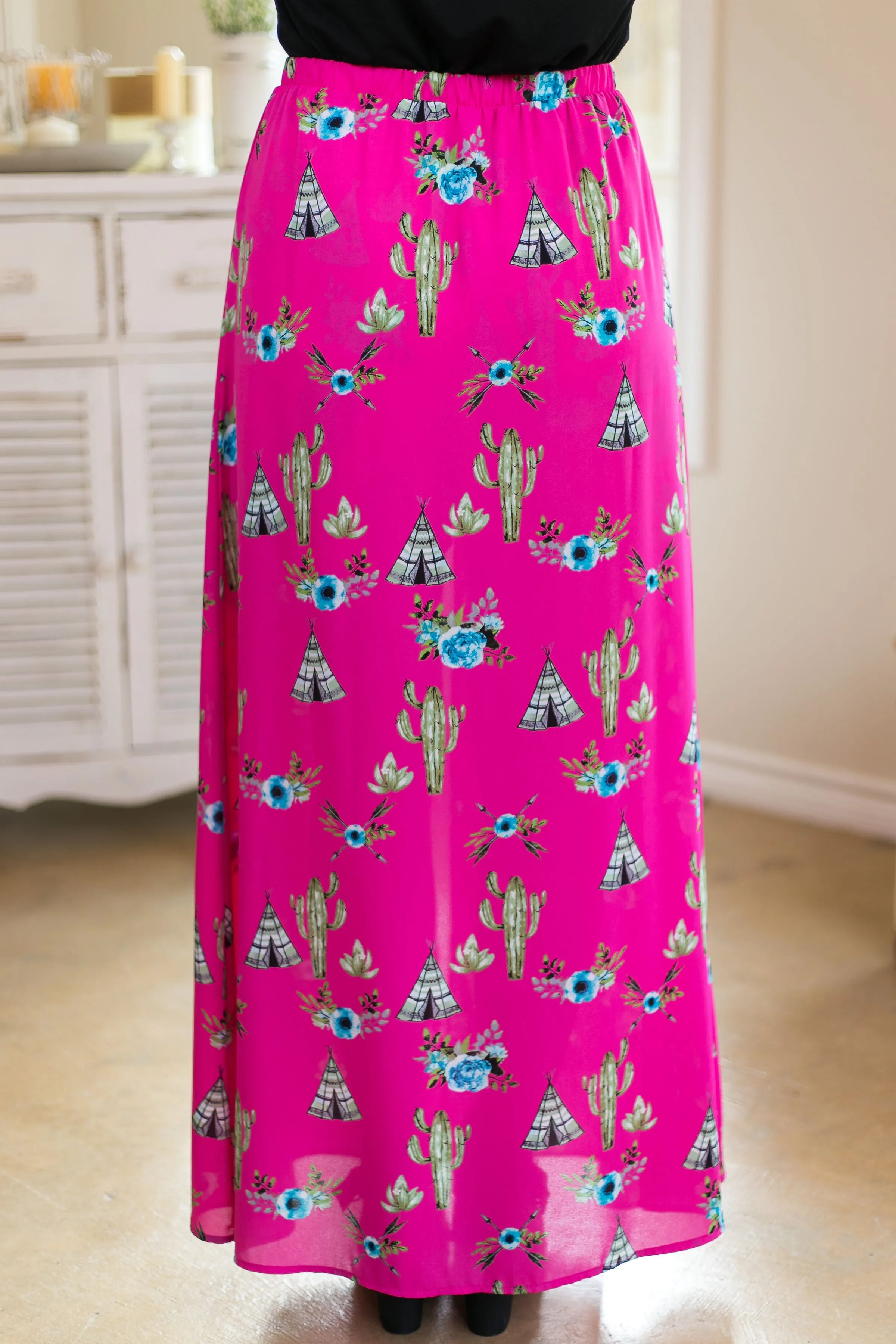 One in a Million Tee Pee and Cactus Maxi Skort in Hot Pink