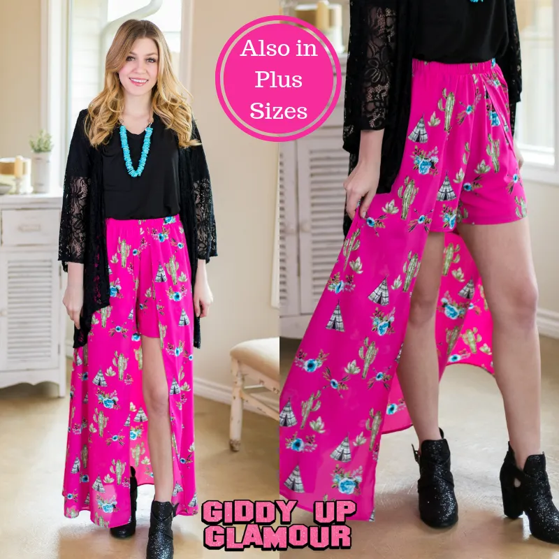 One in a Million Tee Pee and Cactus Maxi Skort in Hot Pink