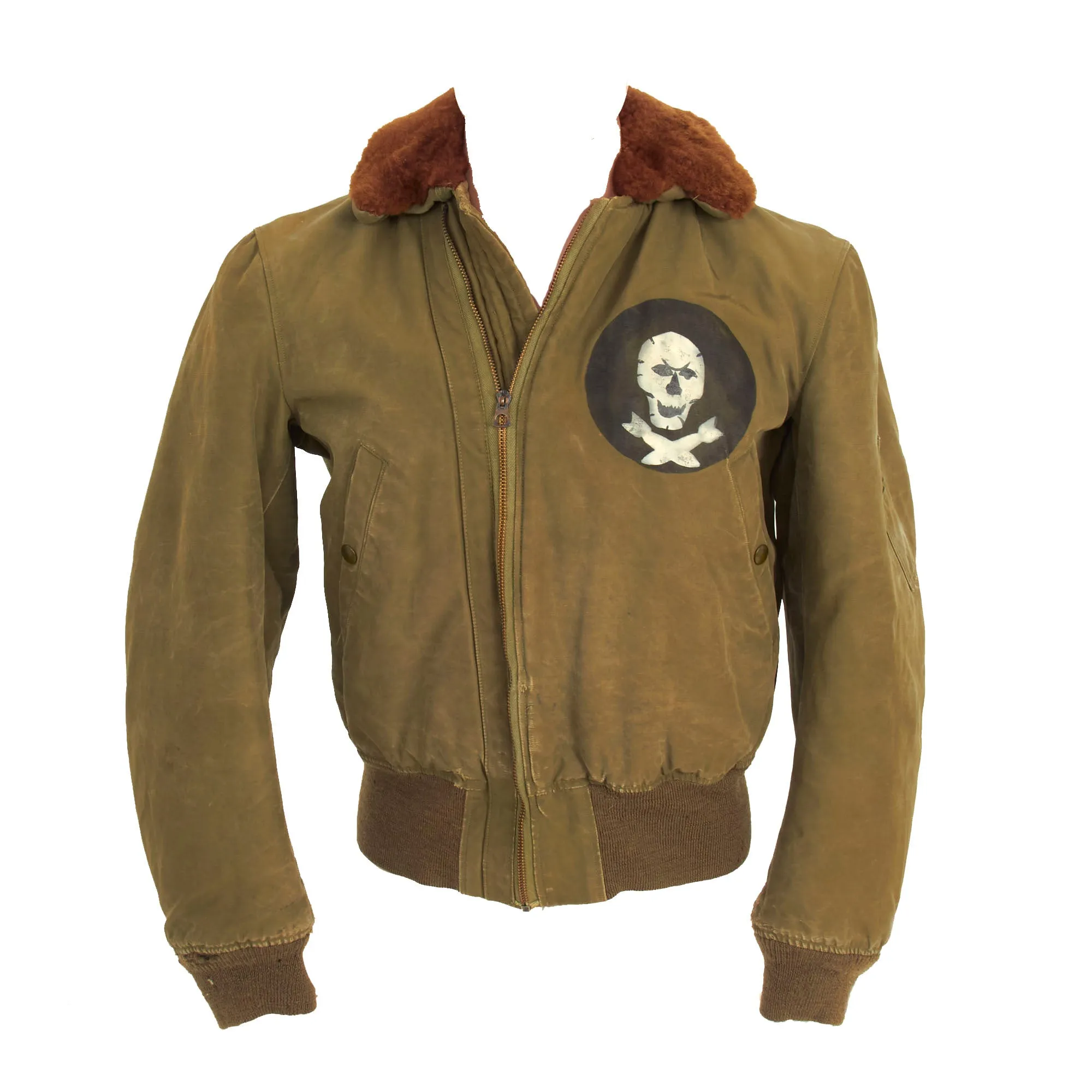 Original U.S. WWII Jolly Rogers 90th Bomb Group B-24 “Miss Fit” Painted 400th Bomb Squadron B-15 Jacket With A-11 Trouser