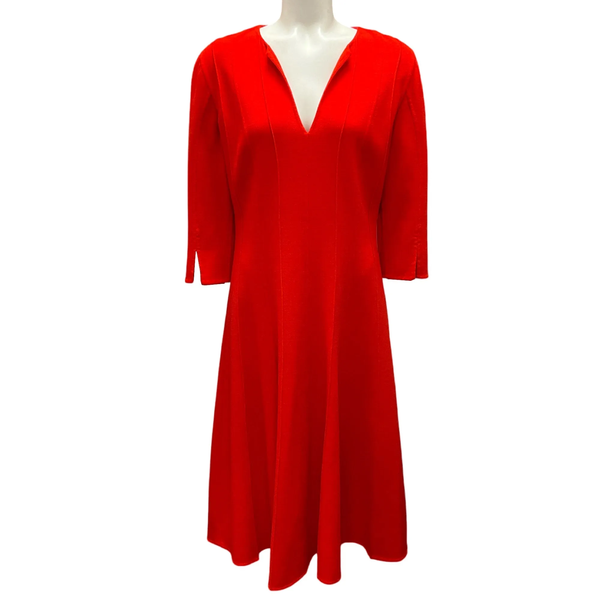 Oscar de la Renta Red 2020 Flared Wool Crepe Swing Dress