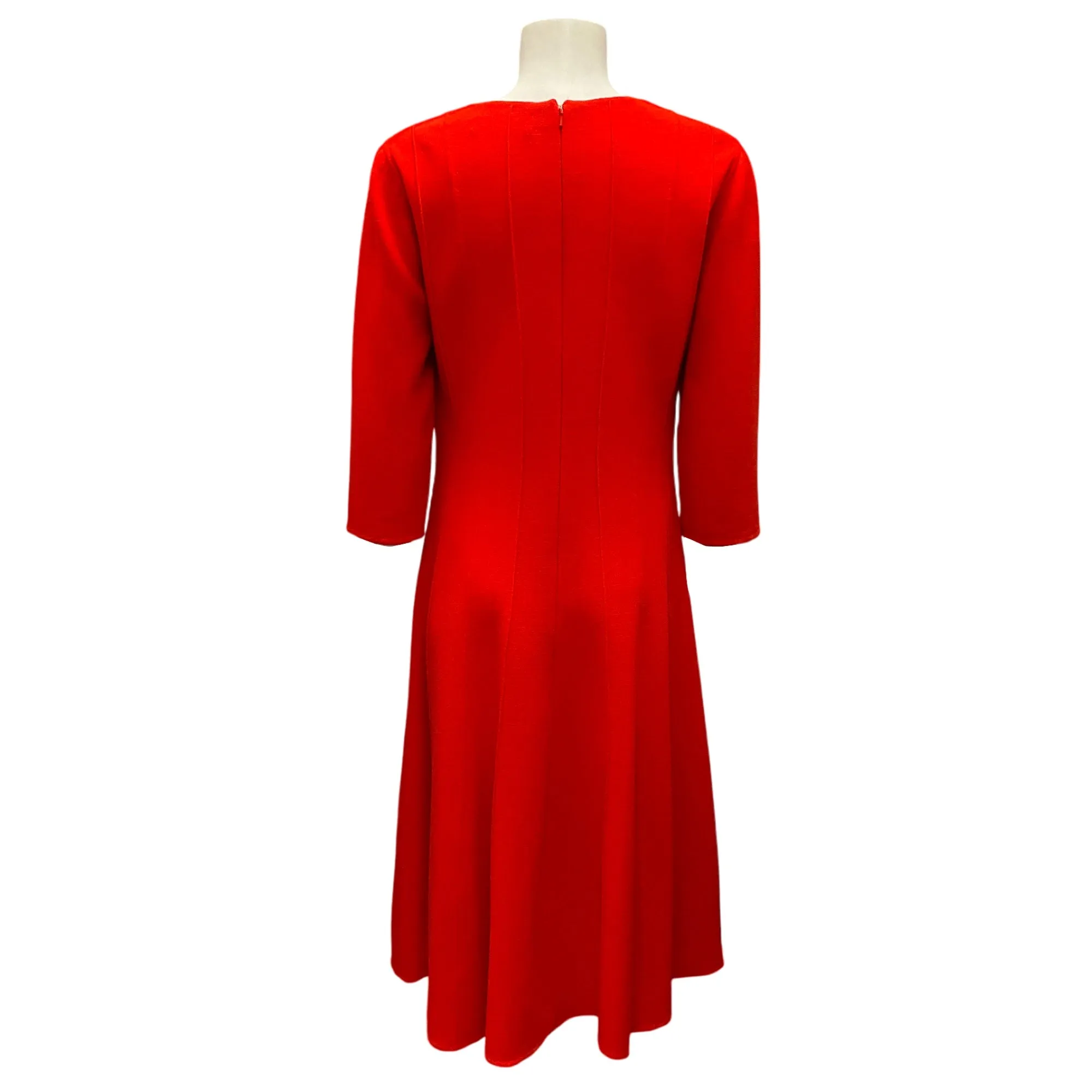 Oscar de la Renta Red 2020 Flared Wool Crepe Swing Dress