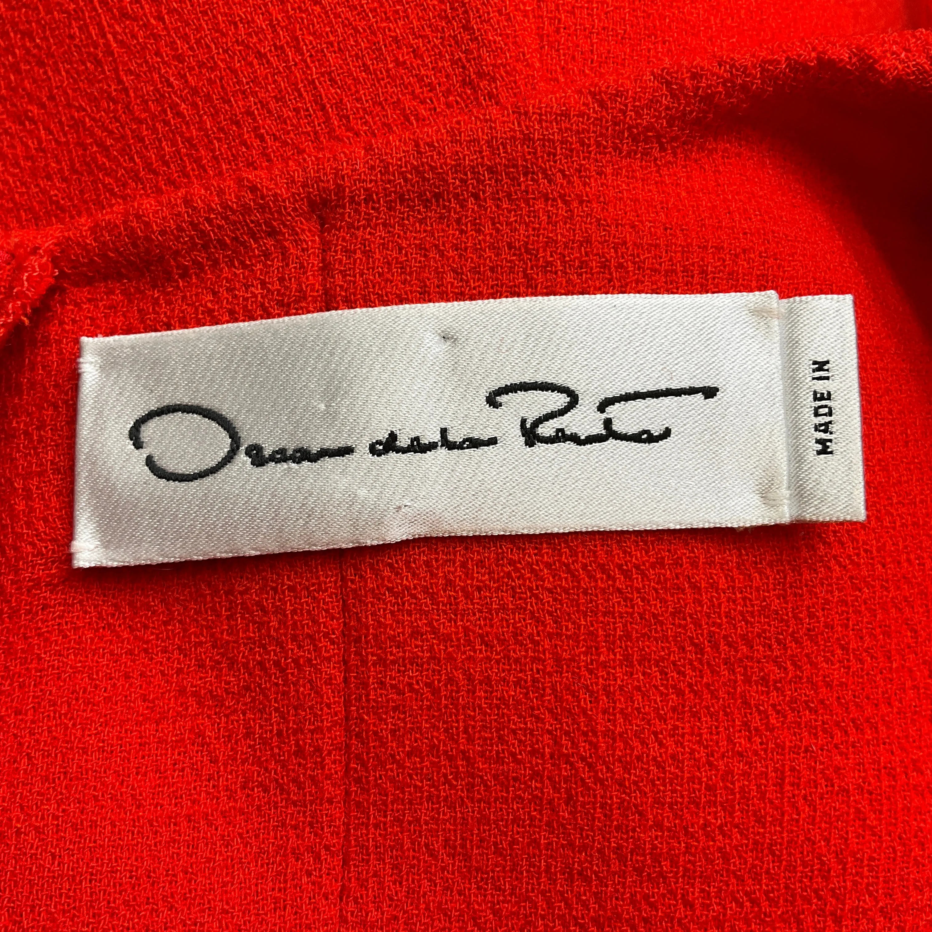 Oscar de la Renta Red 2020 Flared Wool Crepe Swing Dress