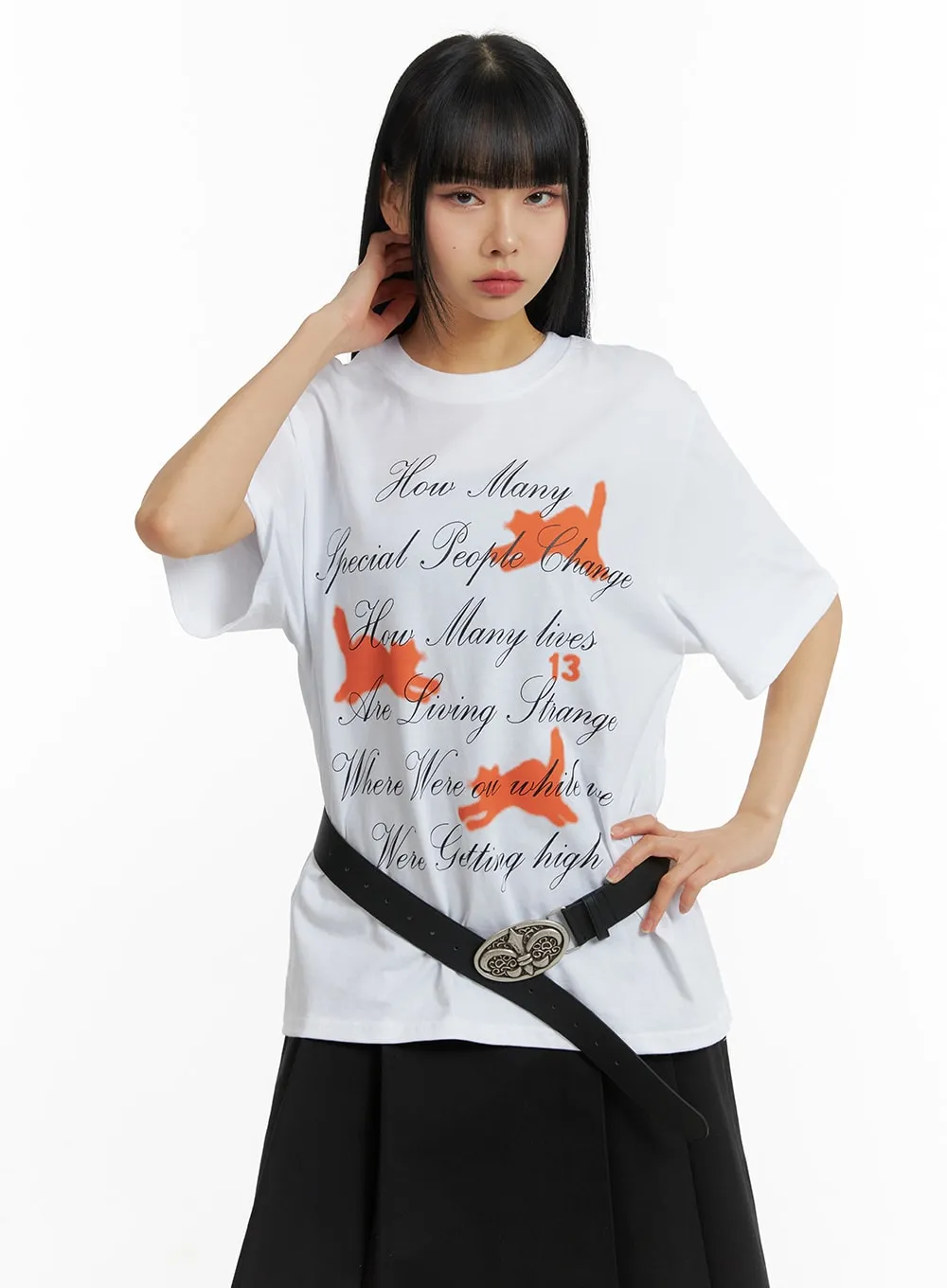 Oversized Graphic Lettering Tee CM406