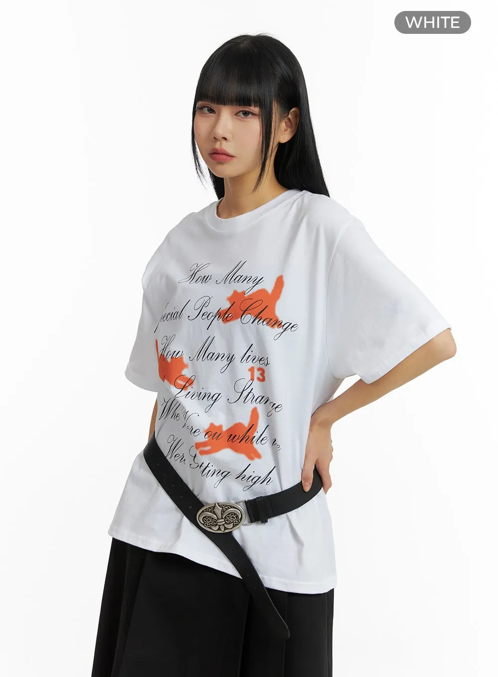 Oversized Graphic Lettering Tee CM406