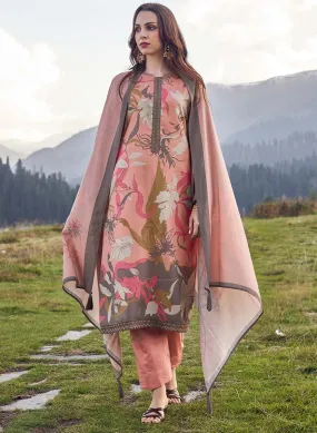 Pashmina Unstitched Printed Winter Suits for Ladies