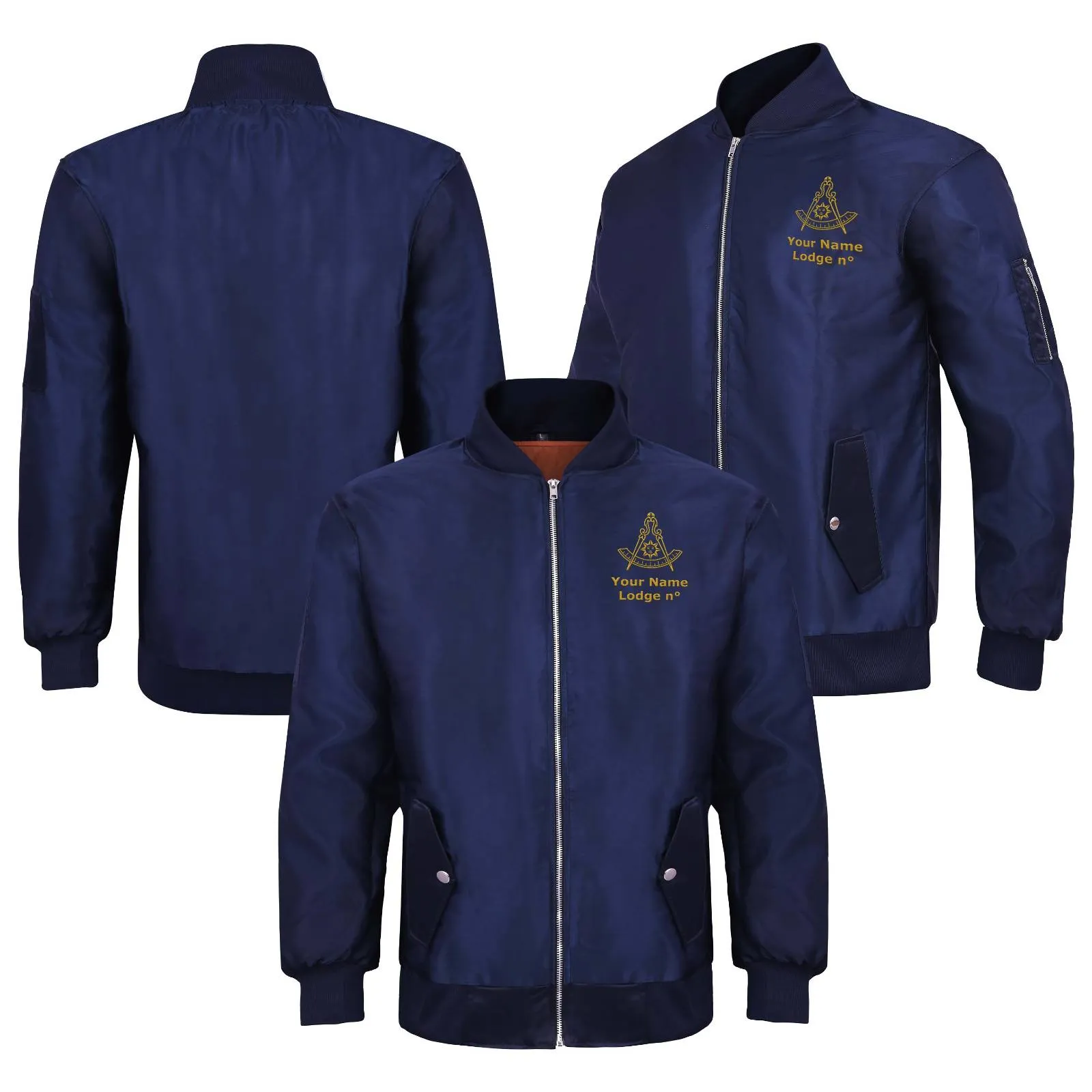 Past Master Blue Lodge California Regulation Jacket - Nylon Blue Color With Gold Embroidery