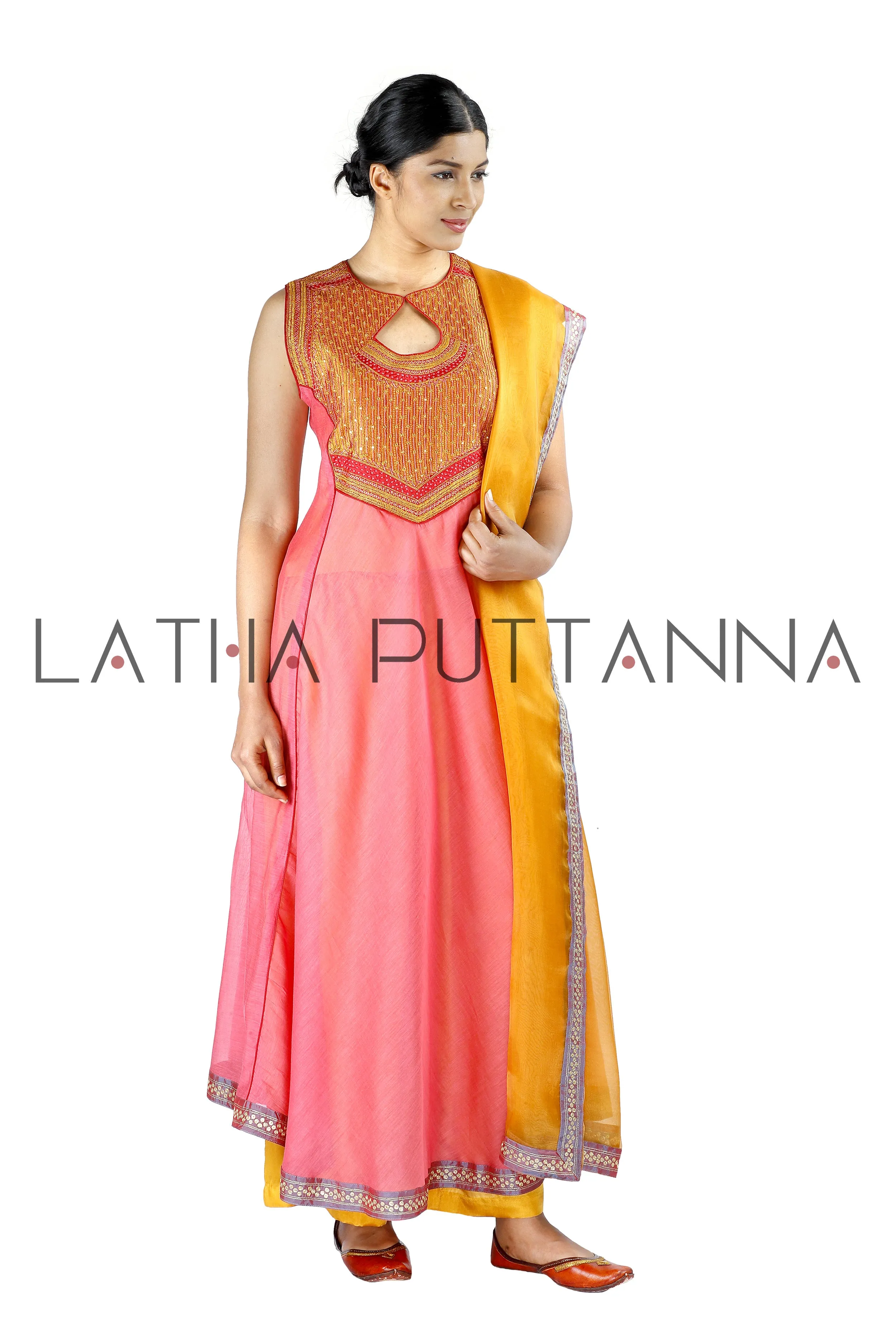 Peach and orange salwar