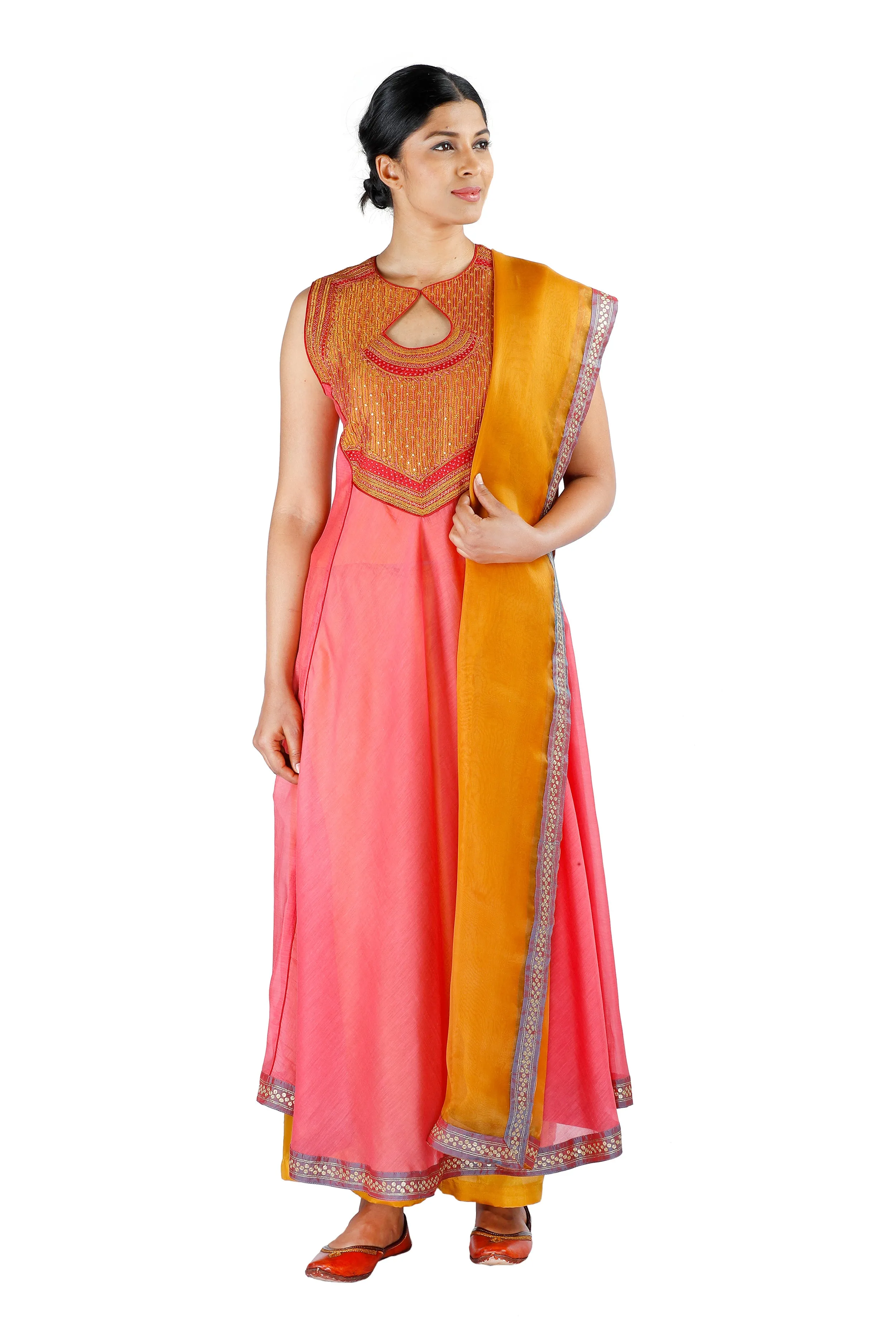 Peach and orange salwar