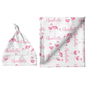 Personalized Large Blanket & Hat Set - Flamingo | Sugar   Maple