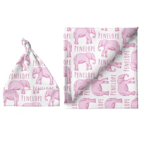 Personalized Small Blanket & Hat Set - Elephant Pink | Sugar   Maple