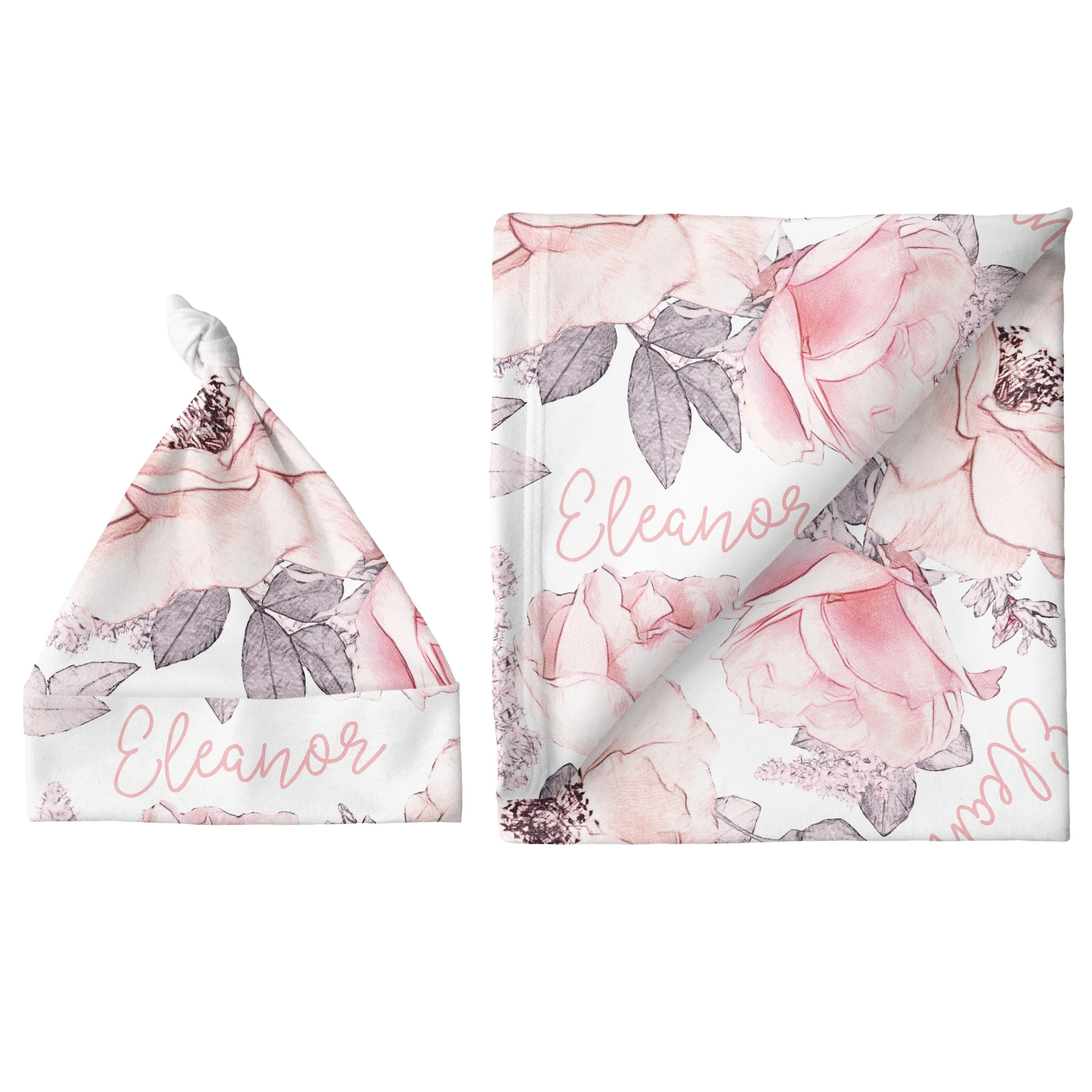 Personalized Small Blanket & Hat Set - Wallpaper Floral | Sugar   Maple