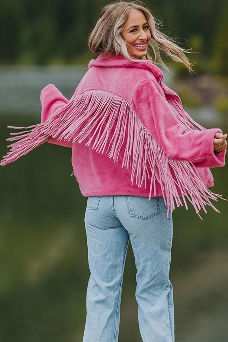 Pink Fringy Fleece Jacket