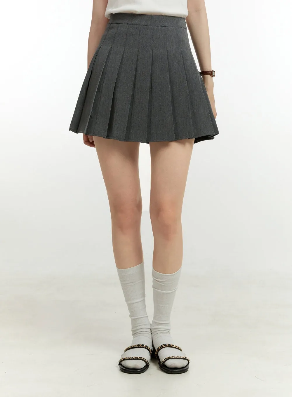 Pleated Basic Mini Skirt OU428