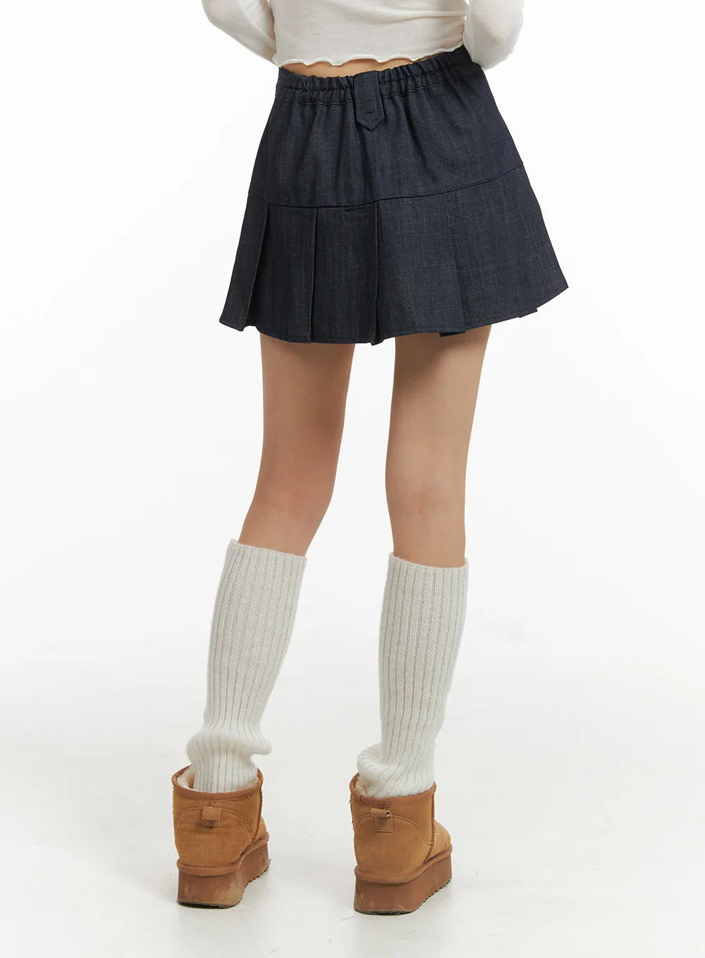 Pleated Denim Mini Skirt CJ415