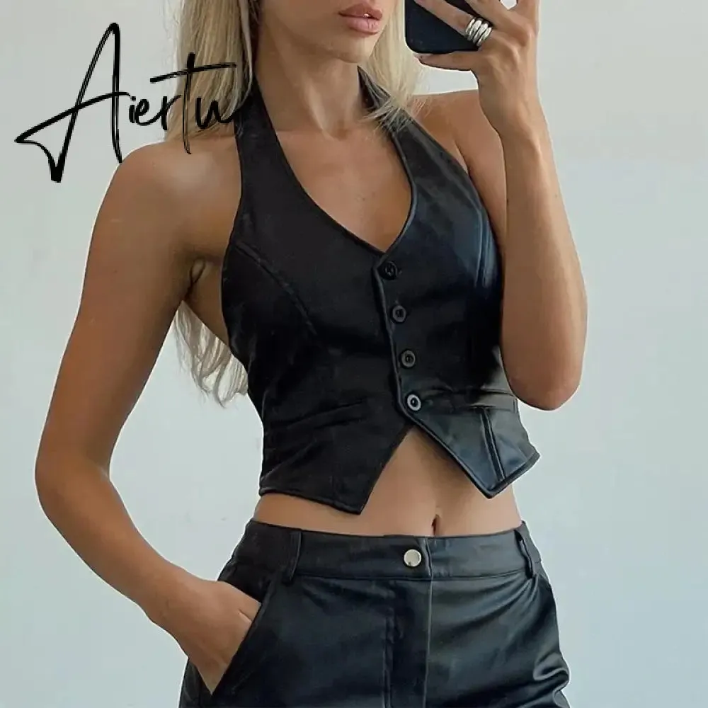 Punk Slit Mini Leather Skirt with Belt Summer Low Rise Loose Sexy Super Short PU Pleated Skirts Women y2k Gothic Outfits