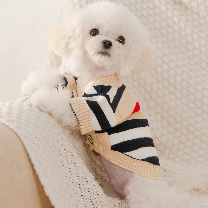 Puppy Winter Clothes Dog Striped Sweater | Spring & Autumn Style for Teddy & Small Pets