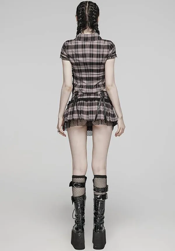 Quinn Tartan [Baby Pink/Black] | MINI SKIRT