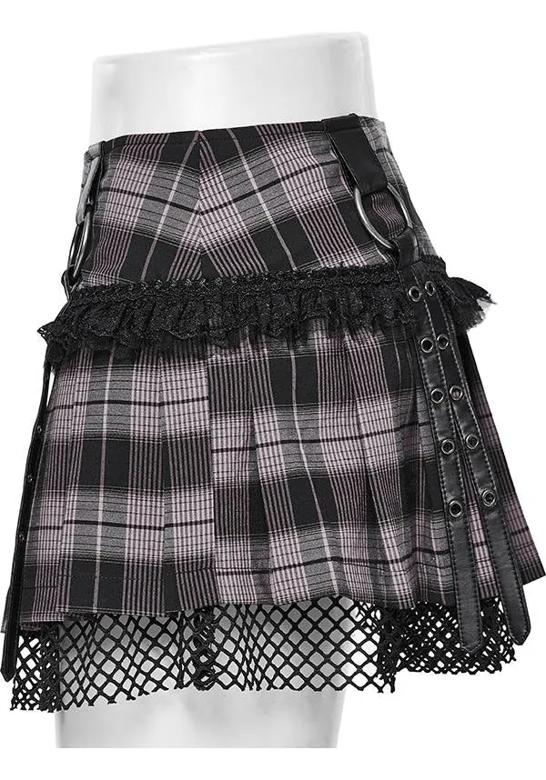 Quinn Tartan [Baby Pink/Black] | MINI SKIRT