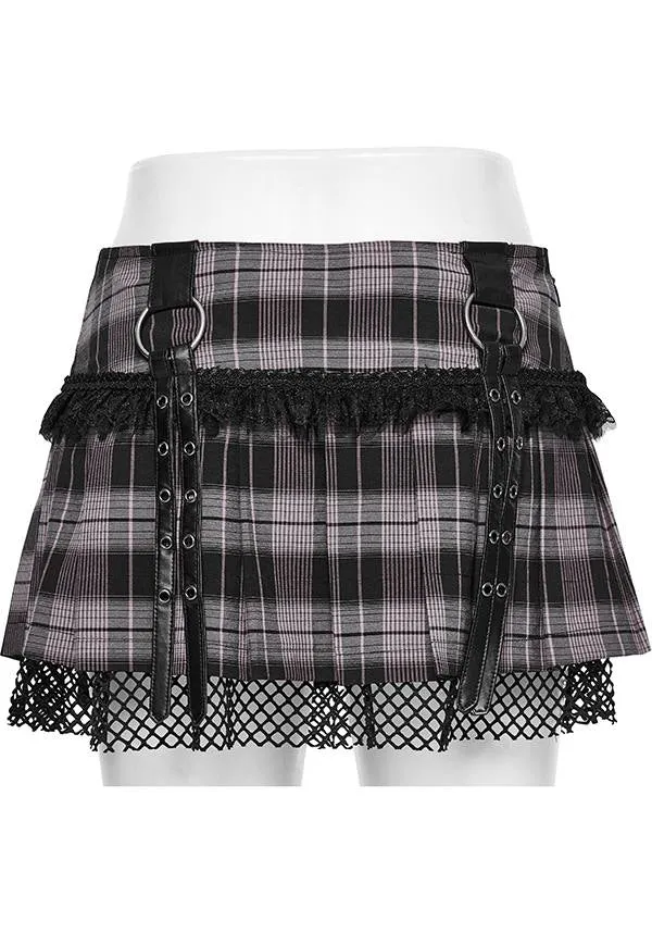 Quinn Tartan [Baby Pink/Black] | MINI SKIRT