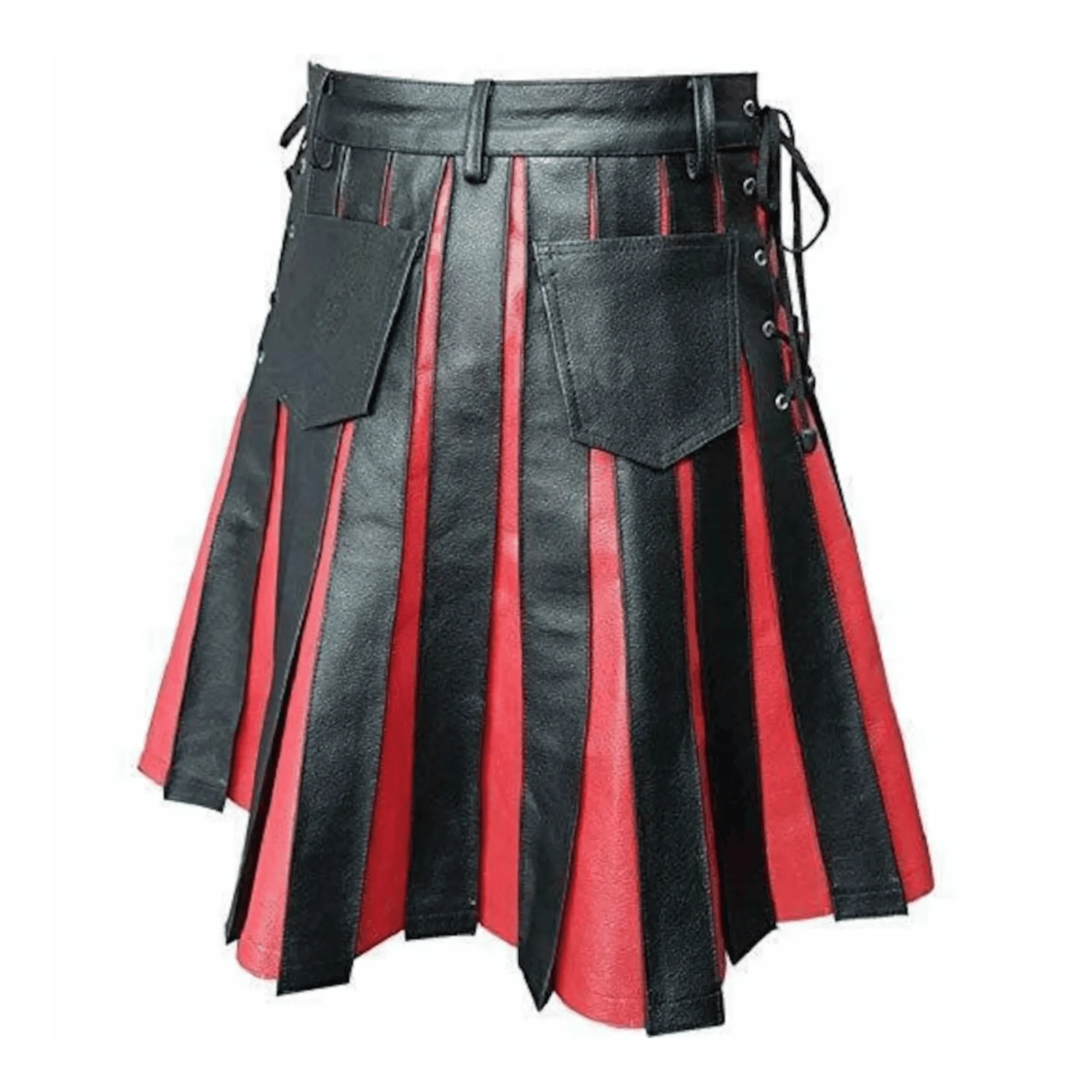 Red and Black Leather Kilts for Men