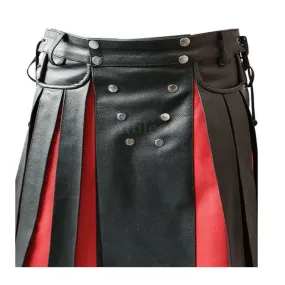 Red and Black Leather Kilts for Men