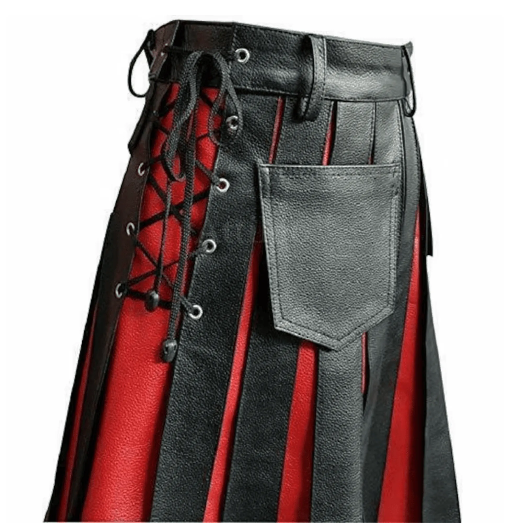 Red and Black Leather Kilts for Men