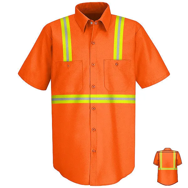 RED KAP CUSTOM HI-VIZ SP24 SHORT SLEEVE SHIRT- ORANGE