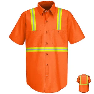 RED KAP CUSTOM HI-VIZ SP24 SHORT SLEEVE SHIRT- ORANGE