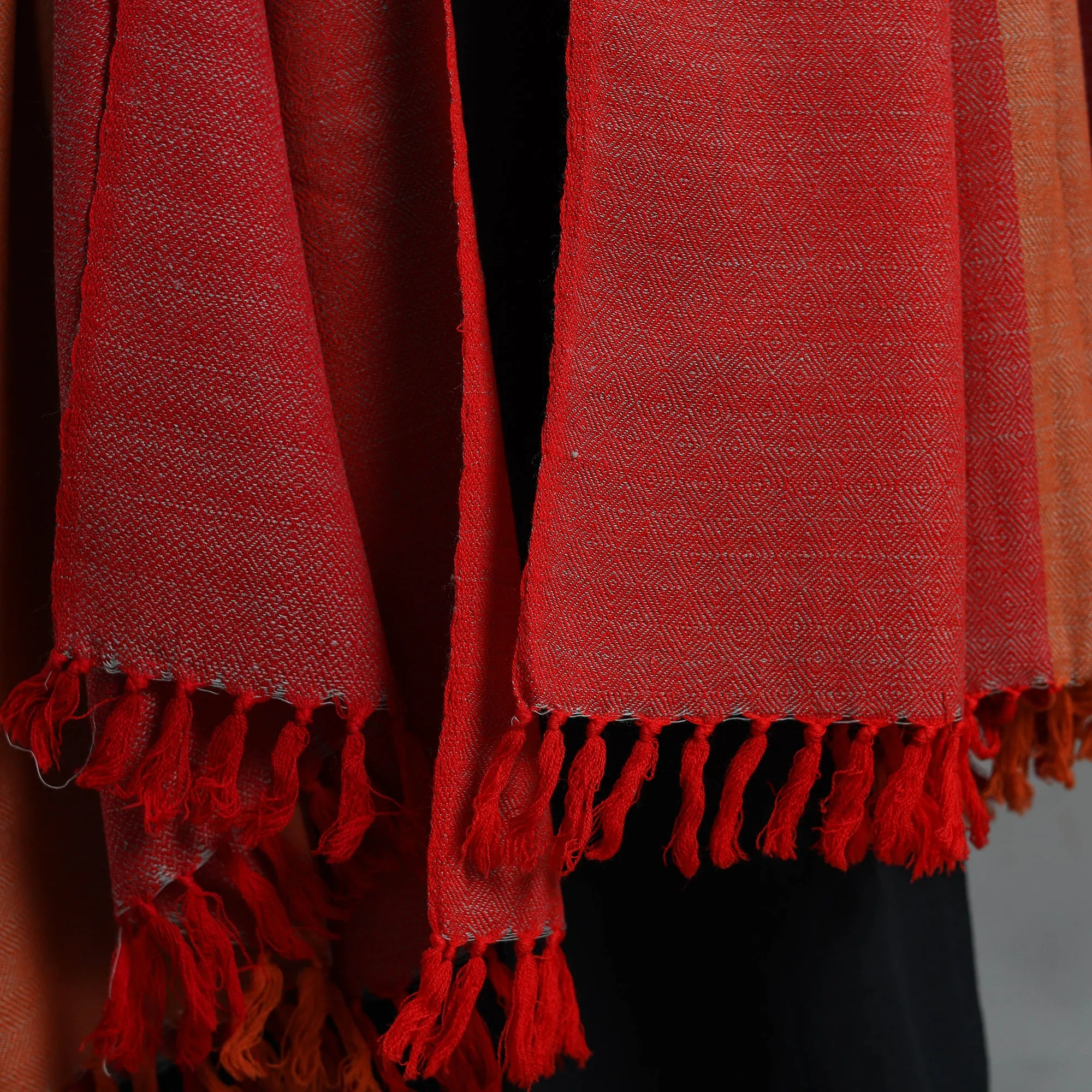 Red - Kumaun Handwoven Pure Merino Wool Shawl for Women 27