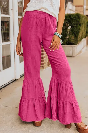 Rose Ruffle High Waist Flared Pants