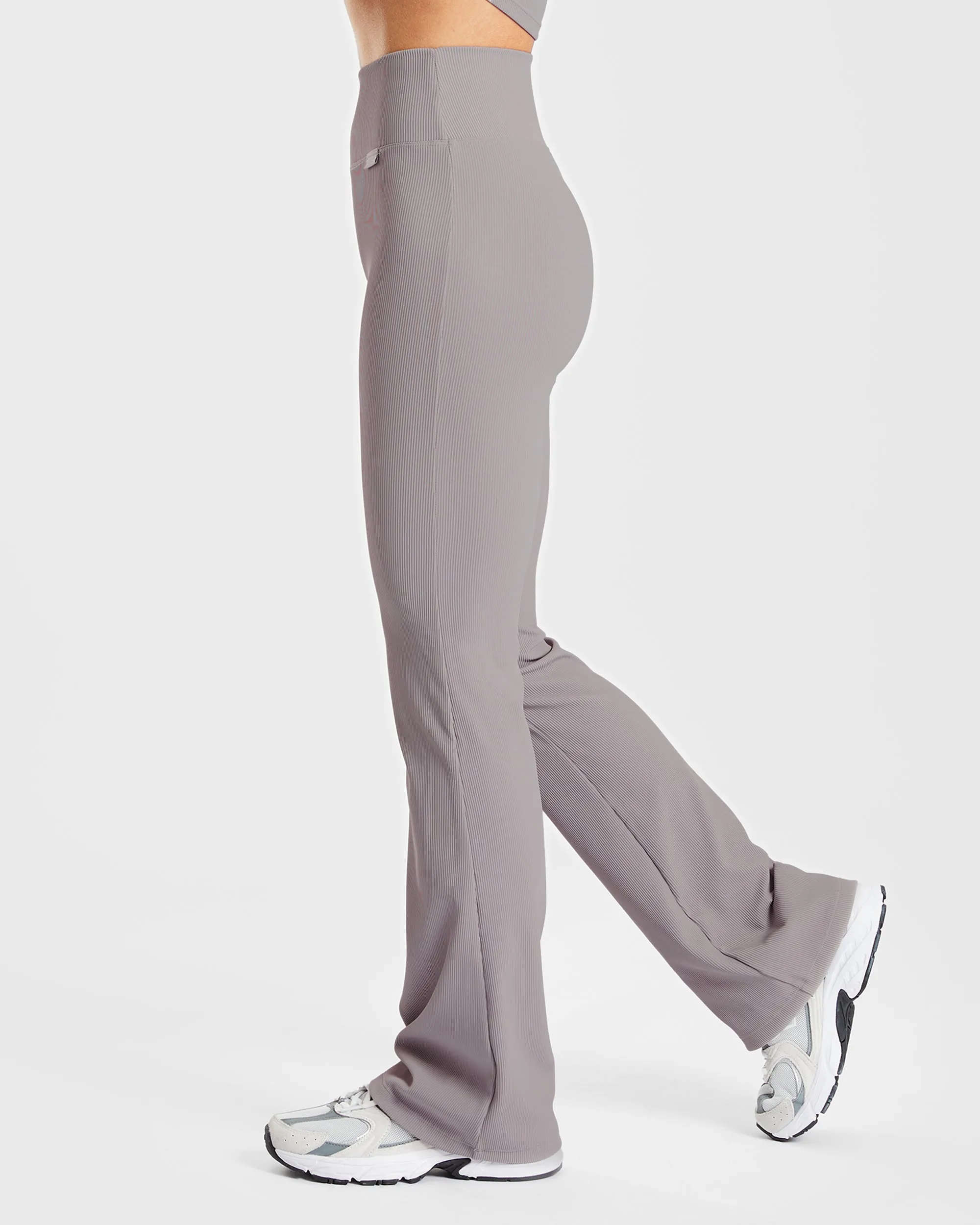 Sculpt Ribbed Flared Leggings - Fog Grey