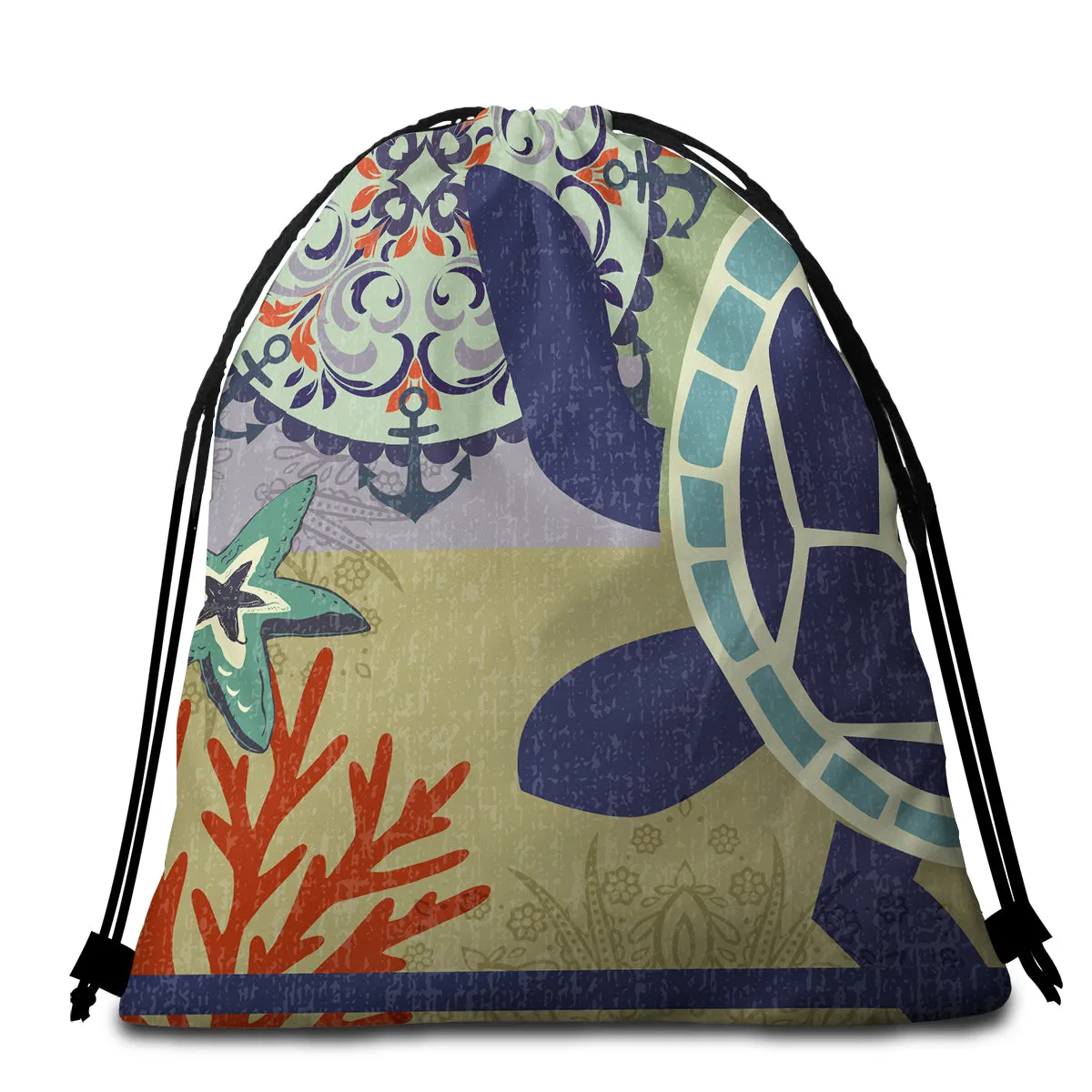 Sea Turtle Passion Round Beach Towel