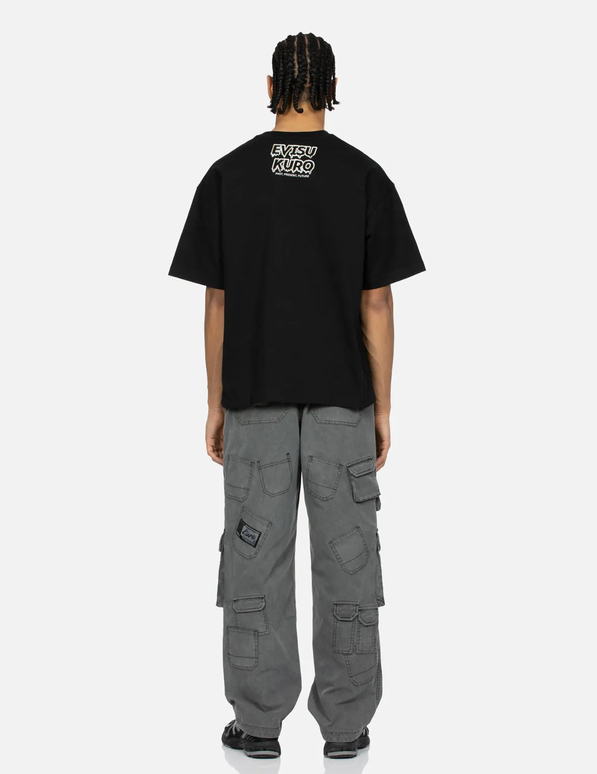 Seagull Print and Multiple Woven Labels Wide-leg Cargo Pants