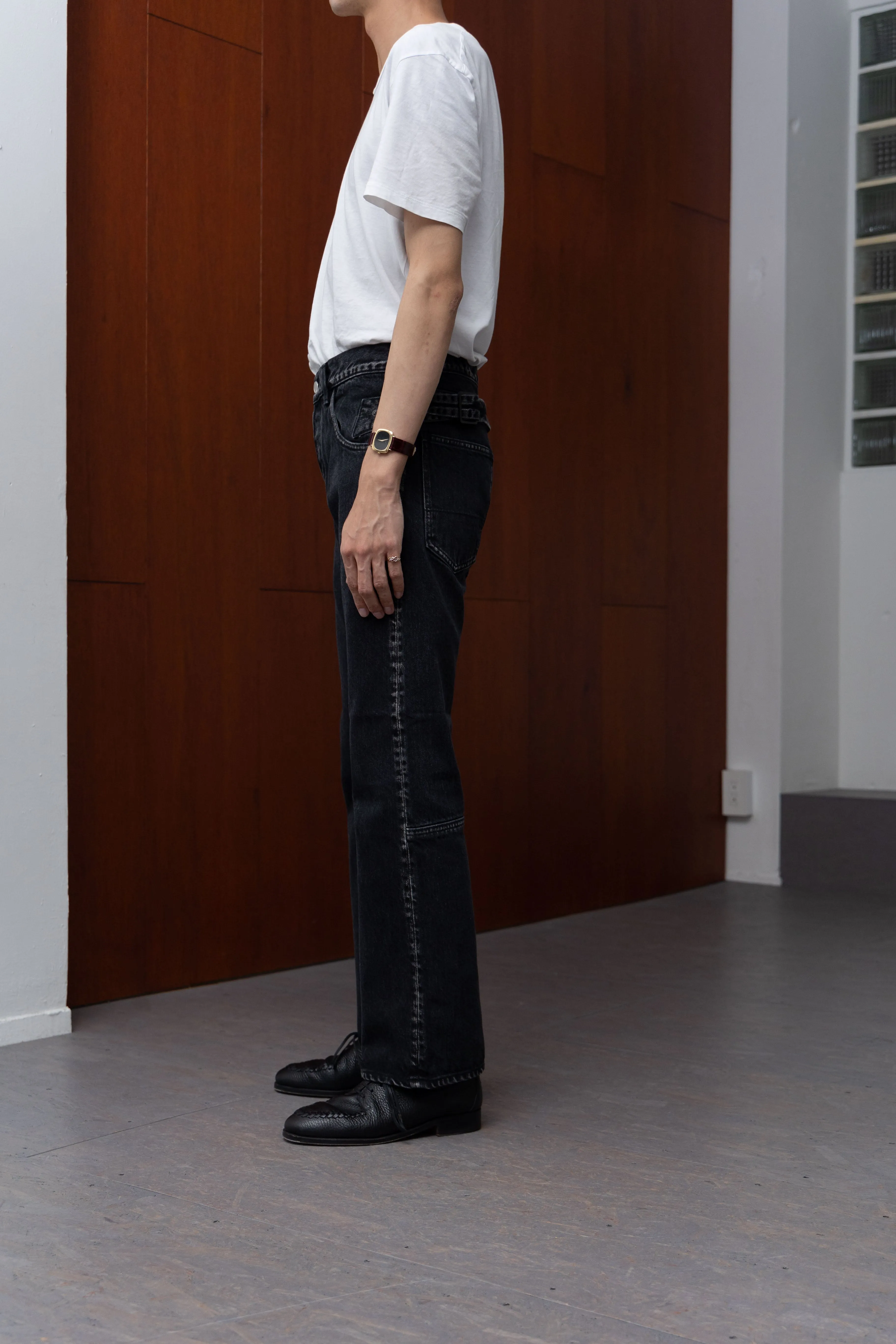 SLIM FLARE DENIM PANTS -Sharon- .06【WASH BLACK】