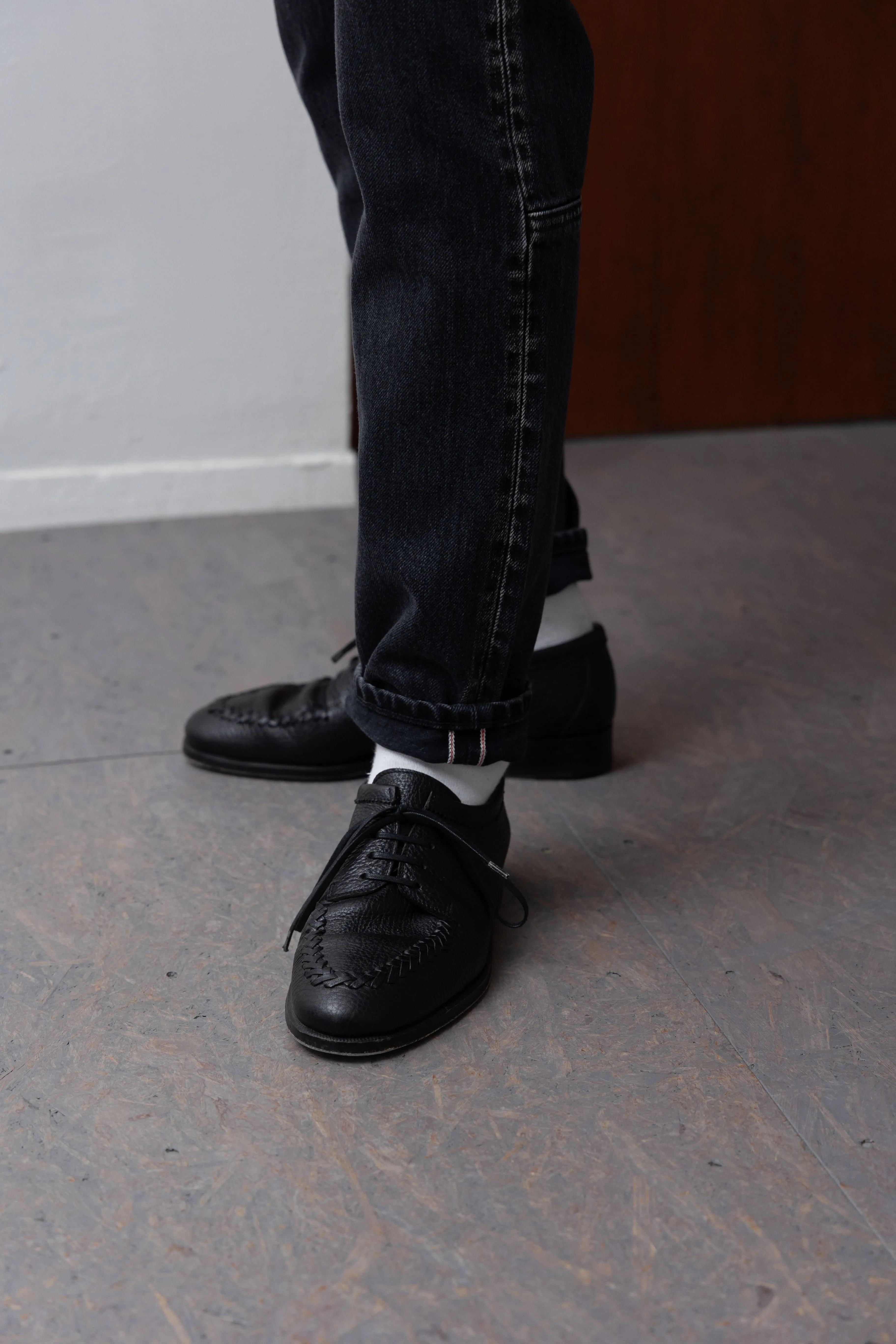 SLIM TAPERD SELVEDGE DENIM PANTS -Anderson- .06【WASH BLACK】