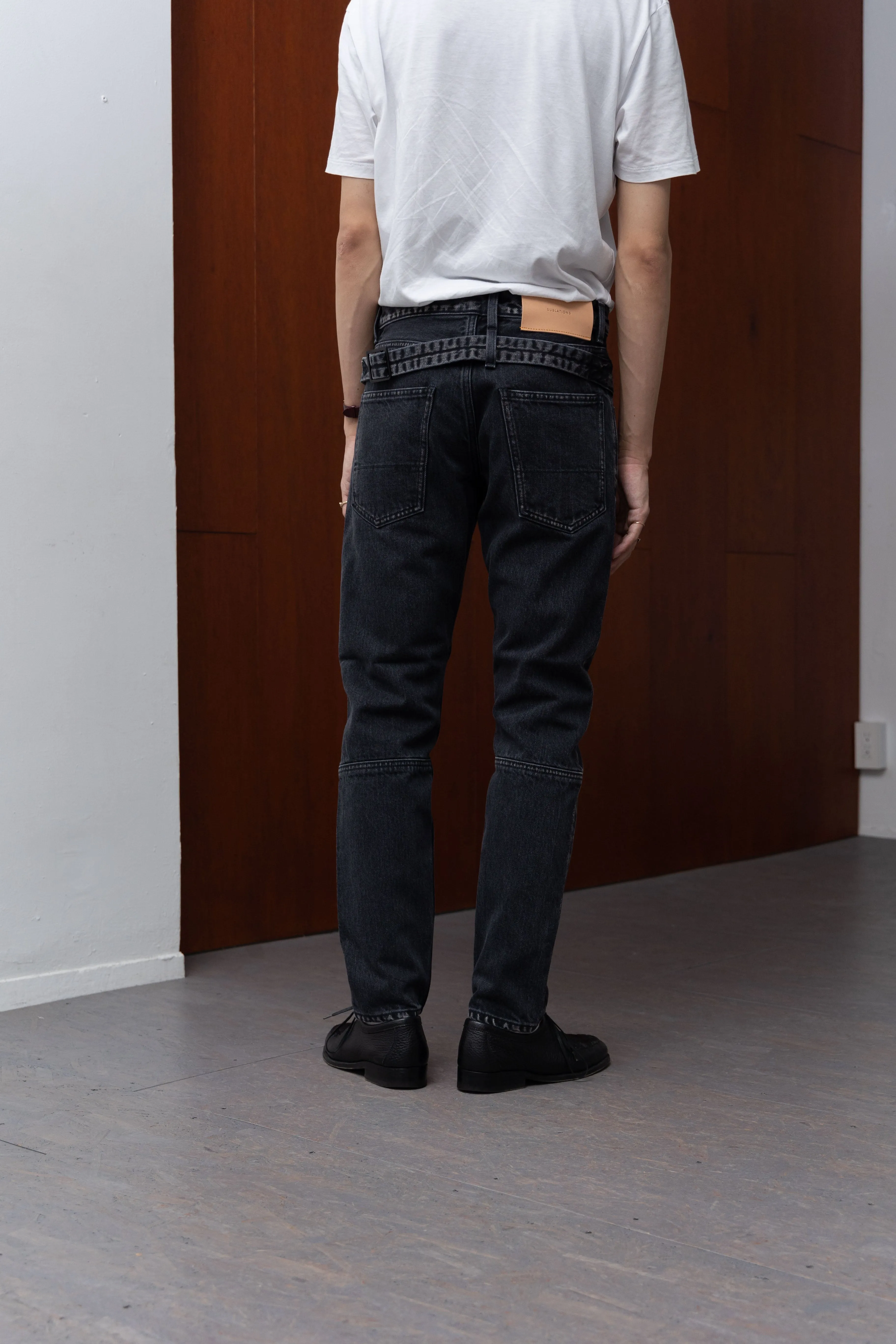 SLIM TAPERD SELVEDGE DENIM PANTS -Anderson- .06【WASH BLACK】