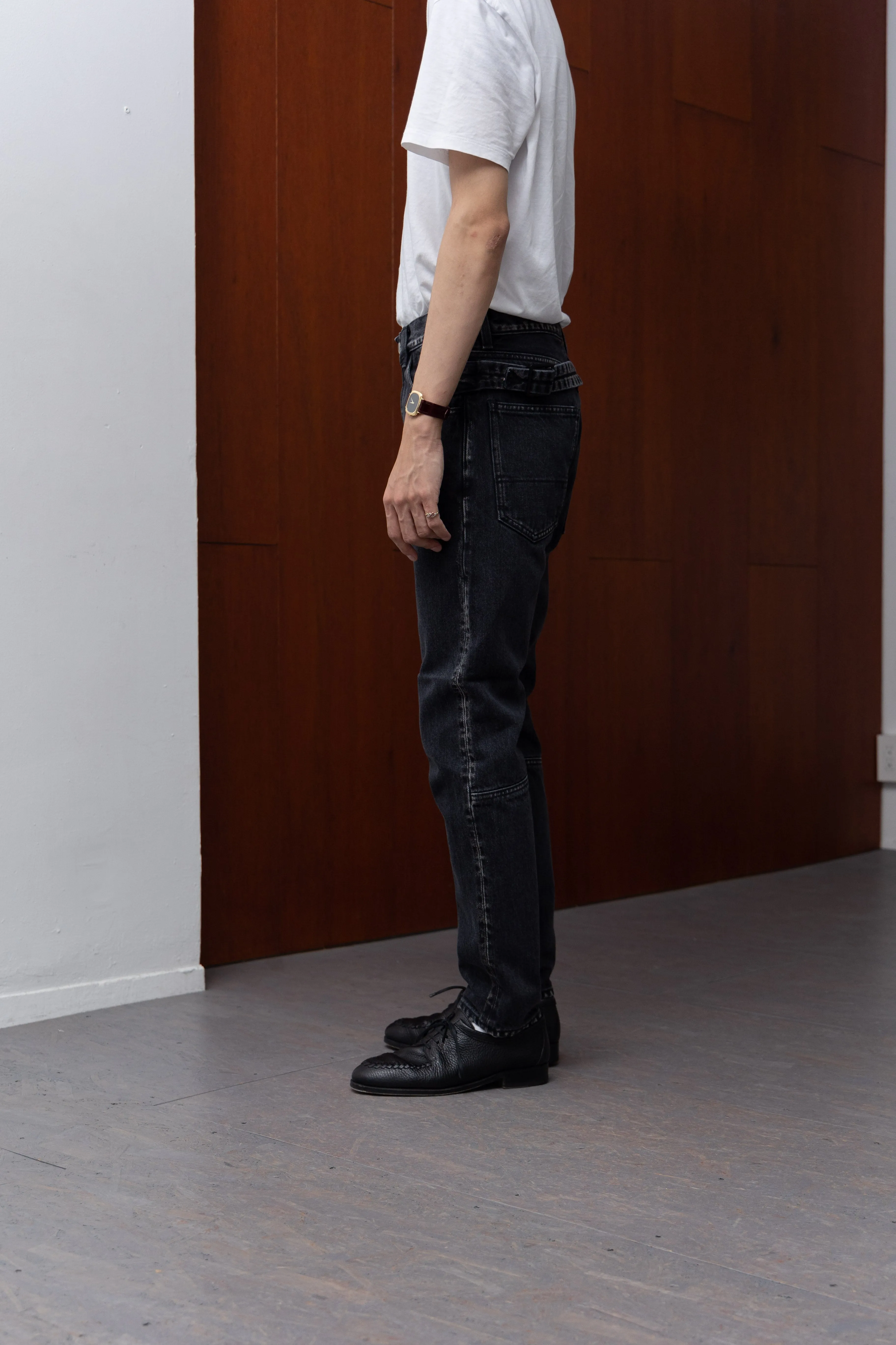 SLIM TAPERD SELVEDGE DENIM PANTS -Anderson- .06【WASH BLACK】