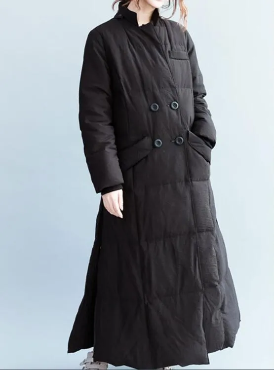 Slit Women Winter Duck Down Jacket,Long Warm Women Long Down Coat Plus Size/0077