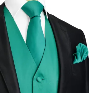 Solid Teal Tuxedo Vest Set